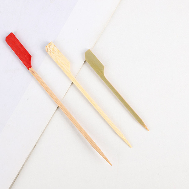 Disposable Long Paddle Flat Bamboo Skewers Customized Color